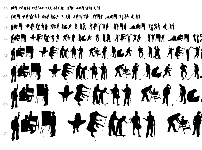 Human Silhouettes Free Seven font waterfall